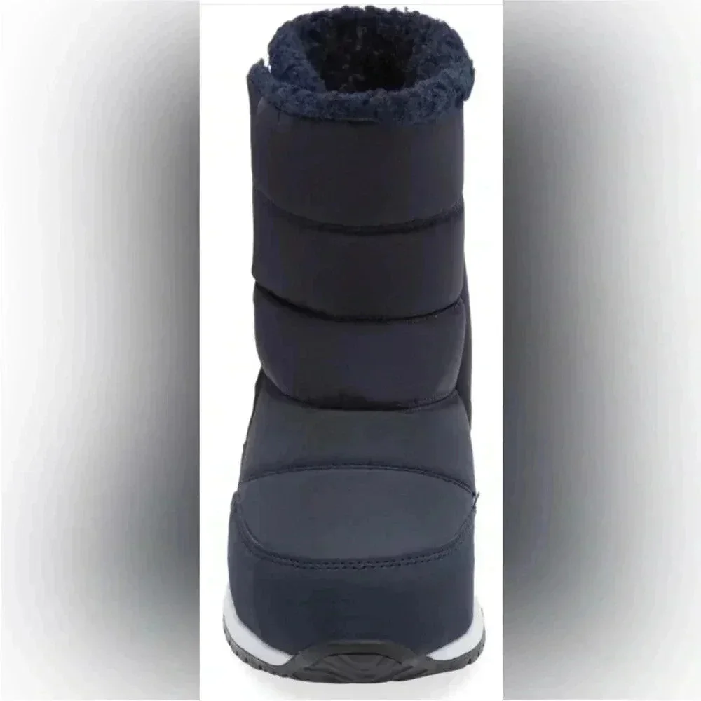 New in Box ZELLA Quilted Fleece Lined Winter Snow & Rain Boot Navy Big Kid Sz 3